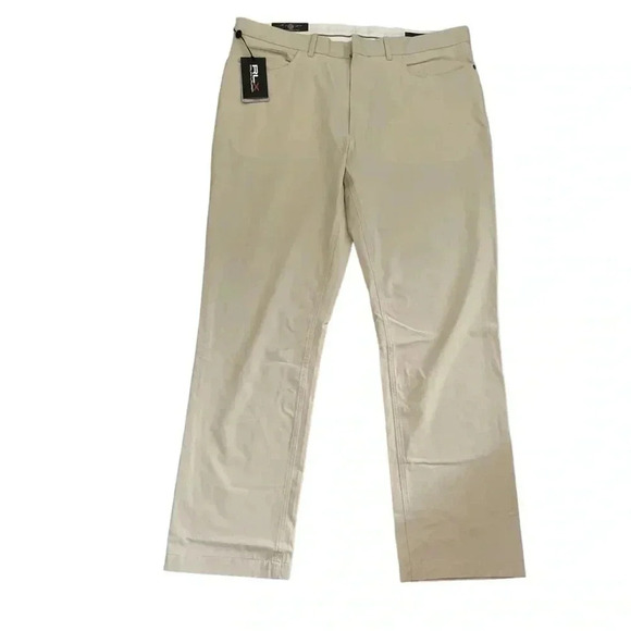 RLX Ralph Lauren Golf Athletic Tailored Fit cream 5 Pocket Pants sz  36x32 - Picture 1 of 8